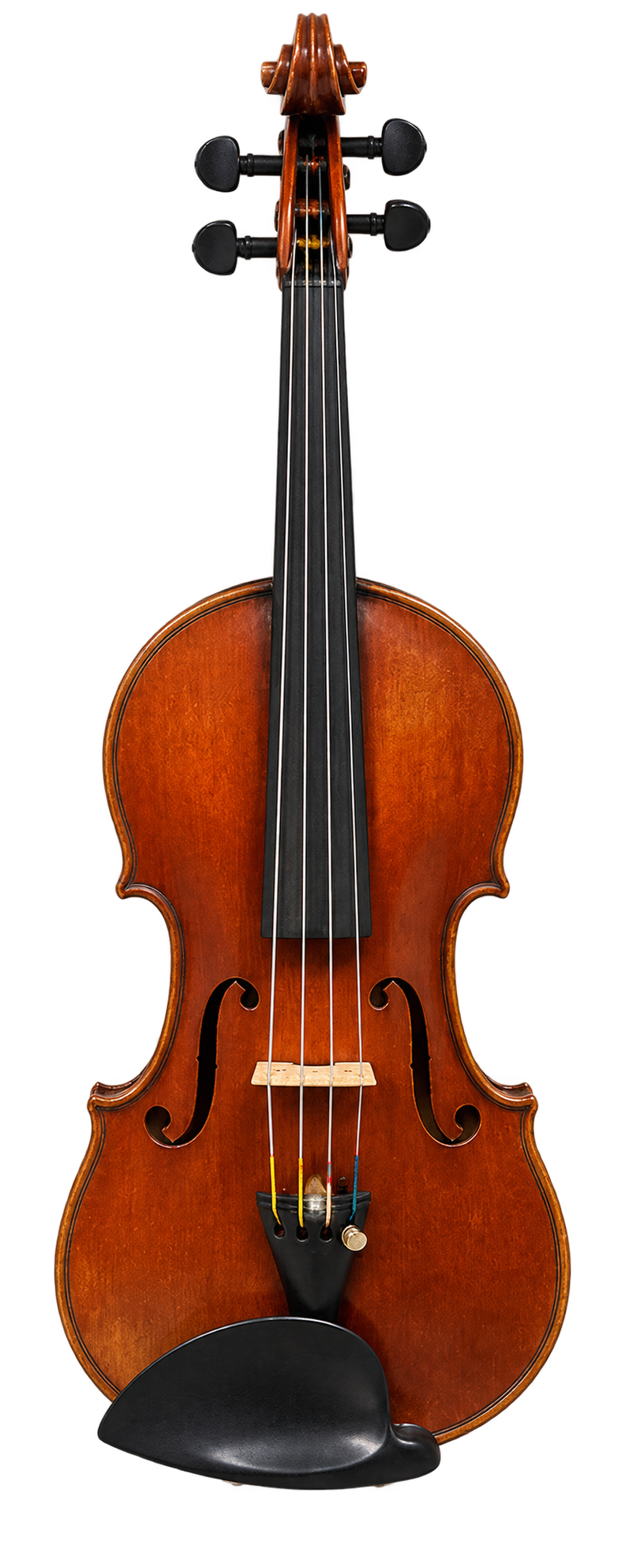 French violin bearing a Gand label, front view with warm reddish-brown varnish